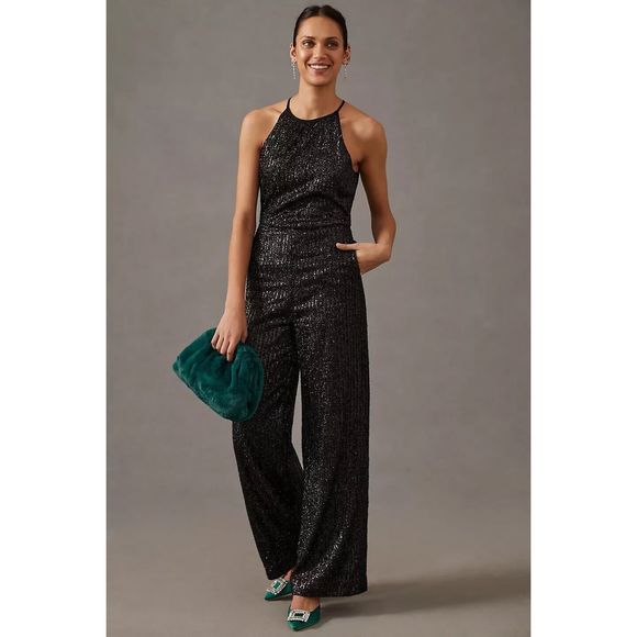 Anthropologie Maeve Sequin Disco Jumpsuit